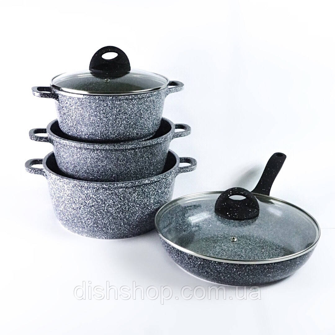 Набір посуду Benson каструлі та сковорода с гранітним покриттям, фото 1