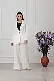 Піджак AZURI жіночий класичний однотонний довгий рукав льон 44 білий, фото 3