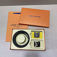 Мужской кожаный ремень с двумя пряжками Louis Vuitton Луи Виттон