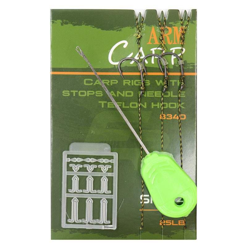 Повідці коропові + голка + стопори Fishing ROI Arm Carp Hook 8340 (гачок №2)