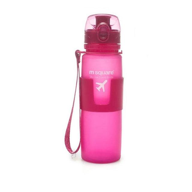 Силиконовая бутылка для воды 500 мл (розовый) - фото 1 - id-p604321495