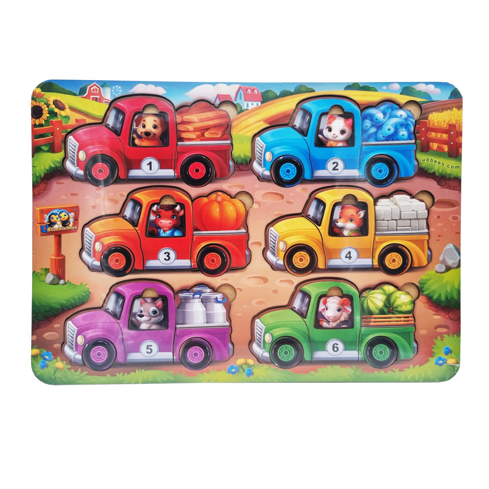 Розвивальна гра "Тварини на вантажівках" (ПСД216) PSD216 з картками, фото 1