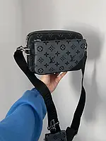 Мужская сумка кросс боди луи витон серая Louis Vuitton Crossbag стильная деловая сумка через плечо