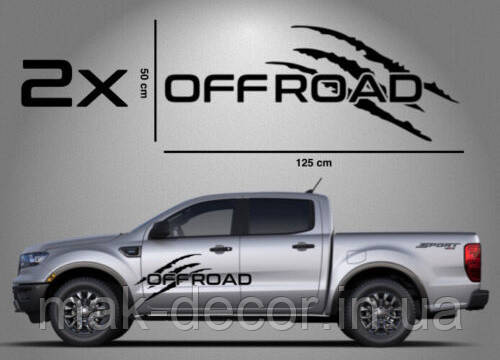 Вінілові наклейки на авто " Off Road " 50х125 см 2 шт