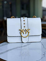 Женская кожаная сумка Pinko Love Classic Icon Spallaccio White (белая) torba0164 модная стильная красивая