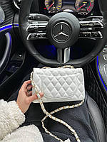 Женская сумка клатч Chanel 1,55 White (белая) Gi5217 маленькая стильная сумочка на декоративной цепочке cross