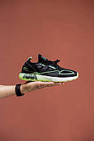 Мужские летние кроссовки Adidas ZX 2K BOOST (чёрные с салатовым) модные спортивные кроссы М0795 vkross