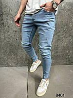 Мужские базовые джинсы зауженные (синие) арт8401 молодежные удобные повседневные для парней топ