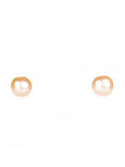 Сережки-пусети срібні з рожевими перлами Е-545