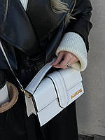 Женская подарочная мини сумка клатч Jacquemus White (белая) BONO0716 красивая деловая лаконичная Жакмюс cross