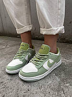 Женские кроссовки Nike Sb Dunk New Green (зелёные с белым) низкие повседневные лёгкие кеды 874663 vkross