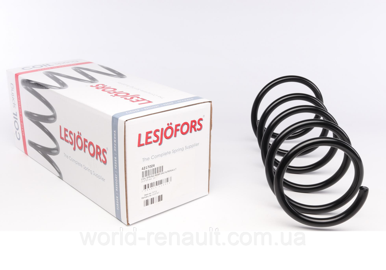 4217004 LESJOFORS (Швеція) — задня пружина Лев/Прав Renault Duster 4х4 (1.2/1.5D/1.6)