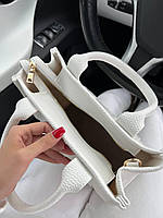 Женская сумка шопер подарочная Marc Jacobs The Large Tote Bag Black White (белая) BONO85912 стильная тренд