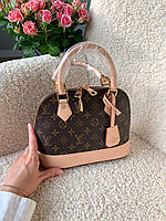 Сумка женская LV (Louis Vuitton) Alma Brown/Beige маленькая (коричневая) AS076 модная стильная мини сумочка