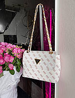 Женская подарочная сумка клатч Guess (белая) Gi5135 стильная красивая на длинном текстильном ремне vkross