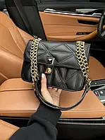 Женская сумочка черная вместительная красивая сумка через плечо с цепочкой
