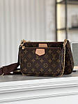 Сумка жіноча Louis Vuitton Pochette Multi Brown Leather  (коричнева) torba0142 стильна сумочка екошкіра топ, фото 3