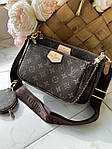 Сумка жіноча Louis Vuitton Pochette Multi Brown Leather  (коричнева) torba0142 стильна сумочка екошкіра топ, фото 7