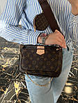 Сумка жіноча Louis Vuitton Pochette Multi Brown Leather  (коричнева) torba0142 стильна сумочка екошкіра топ, фото 8