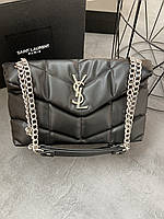 Женская сумочка через плечо черная Yves Saint Laurent black silver стильная вместительная сумка с цепочкой