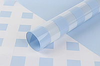 Бумага калька прозрачная в клеточку голубая, флористическая бумага 58см*58 см (упаковка 20 шт)