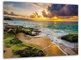 Картина на полотні на стіну для інтер`єру/спальні/прихожої DK Берег, море, захід сонця 60x100 см (MK10179_M)