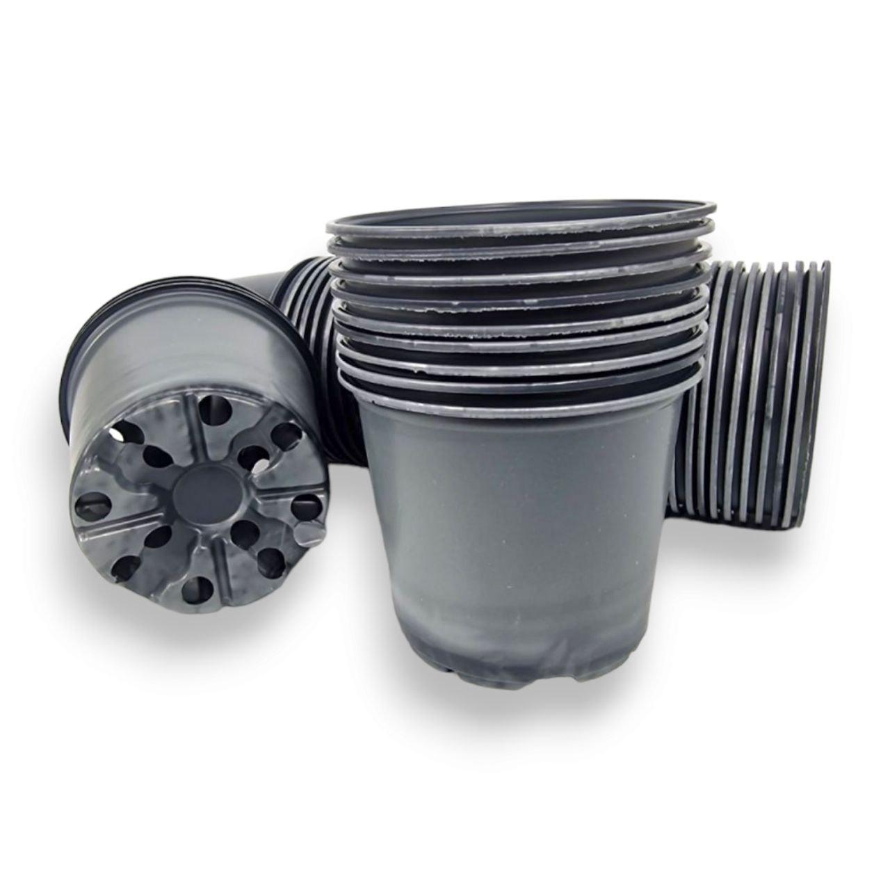 Стакан для розсади 400 мл з отворами D102 мм чорний пластиковий (76×82 мм) горщик для розсади овочів  уп100 штук, фото 1