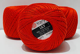 Нитки пряжа для в'язання бавовняна LILY YarnArt Лілі Ярнарт № 76 - червоний