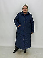 Удлинённое стеганное пальто "Панянка 2" на пуговицах Размеры 74-76