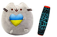 Комплект Мягкая игрушка кот с сердцем Пушин кэт и Антистресс игрушка Mokuru (n-10416)