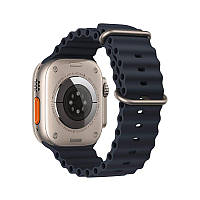 Ремешок для Apple Watch 42/44/45/49 mm HOCO Original series marine double buckle silicone strap. Midnight Blue