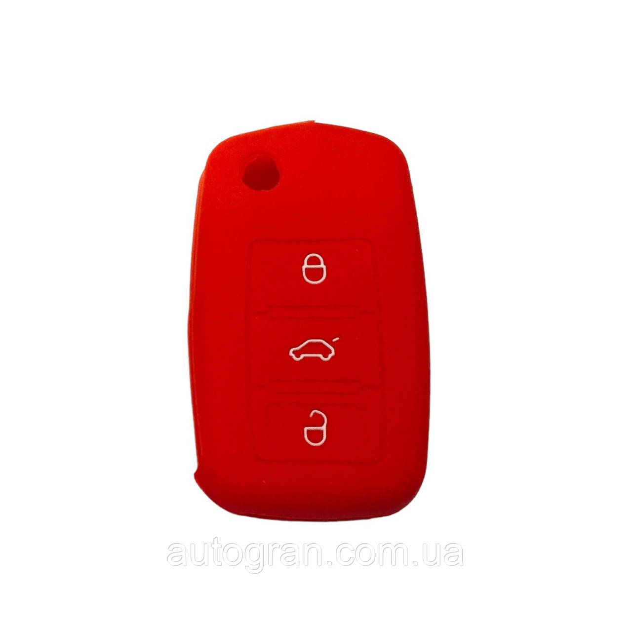 Силіконовий чохол на ключ 3 кнопки Volkswagen червоний