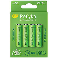 Аккумулятор GP Recyko 2500 (GP250AAHC-2EB4), AA, 2450mAh, 7.2A, Ni-MH LSD80-1, картонный бокс 4шт