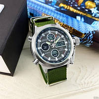 AMST 3003  5ATM JAPAN QUARTZ MIYOTA 45MM (ORIGINAL 100%) SILVER GREEN BLACK DIAL