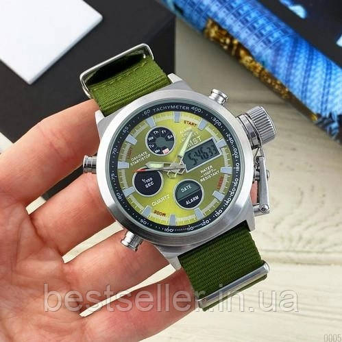 AMST 3003  5ATM JAPAN QUARTZ MIYOTA 45MM (ORIGINAL 100%) SILVER GREEN GREEN