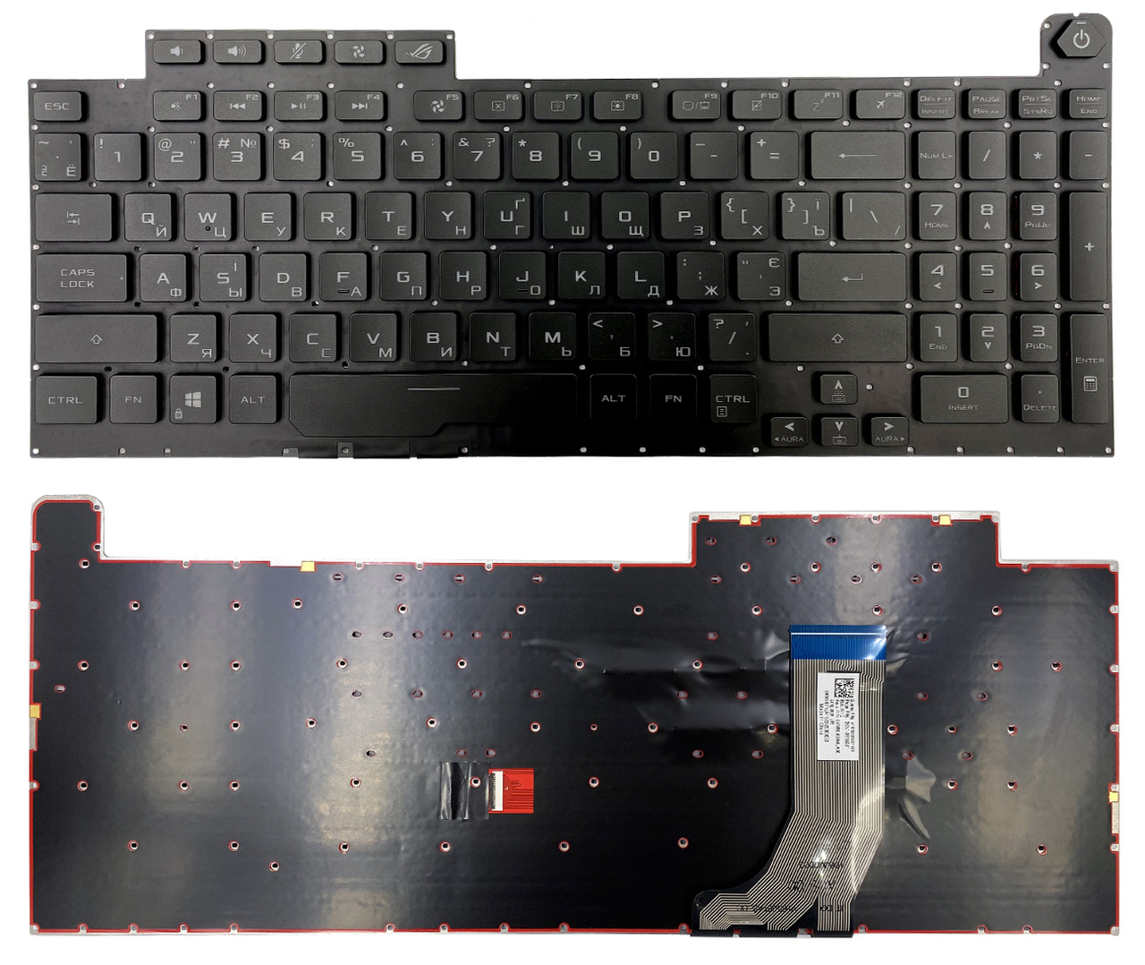 Клавіатура для ноутбука Asus ROG Strix Scar III G731GV G731GW чорна без рамки Прямий Enter підсвітка RGB PWR UKR Original PRC