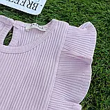 Футболка для дівчинки літня рубчик з рюшами Breeze Туреччина розміри 92,98,110,116, фото 2