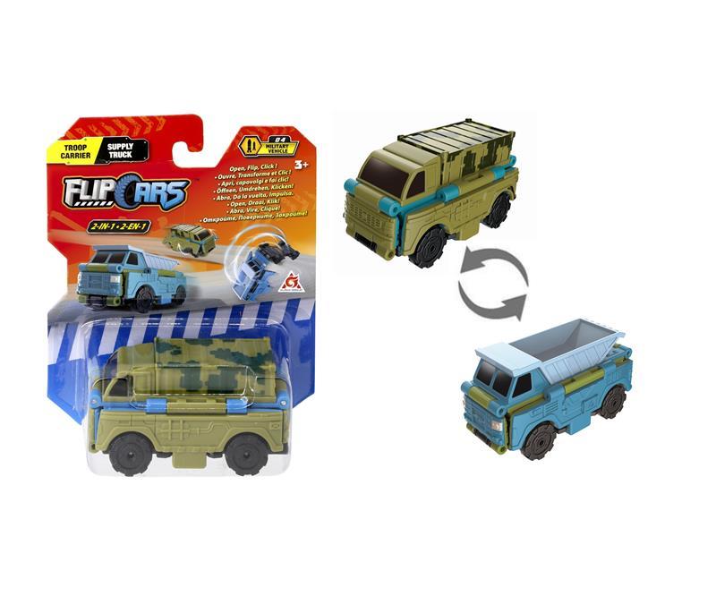 Flip Cars Машинка-трансформер 2 в 1 Военный грузовик и Самосвал Baumarpro - Твой Выбор - фото 1 - id-p1881555727