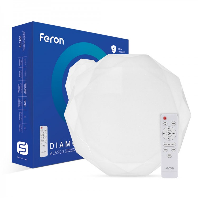 Світлодіодний світильник Feron AL5200 70W DIAMOND (ALMAZ) стельовий LED 500*78mm з ПДУ 5600Lm