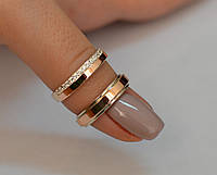 Обручальные серебряные кольца с вставками из золота (Пара колец)