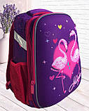 Каркасний ортопедичний шкільний рюкзак для дівчинки 1 2 3 клас | 7 8 9 років, фіолетовий портфель в школу, фото 4