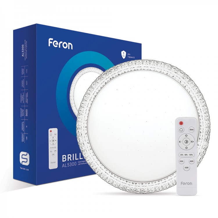 Потолочный светодиодный светильник Feron AL5300 BRILLANT 70W LED 3000K-6400K с пультом ДУ 495*110mm 5600Lm - фото 1 - id-p586568964