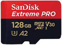 SanDisk Карта памяти 128GB microSDXC C10 UHS-I U3 R200/W90MB/s Extreme Pro V30 + SD Baumarpro - Твой Выбор