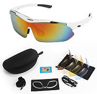 Солнцезащитные очки тактические Oakley белые с поляризацией 5 линз One siz+.UA