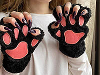 Перчатки без пальцев лапы кошки, митенки кошачьи лапки, перчатки лапы