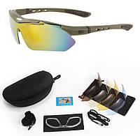 Защитные очки тактические Oakley олива с поляризацией 5 линз One siz+.UA