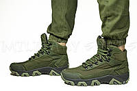 Ботинки демисезонные мужские тактические трекинговые кожа олива Мустанг со вставками из кордуры, размеры 39-46