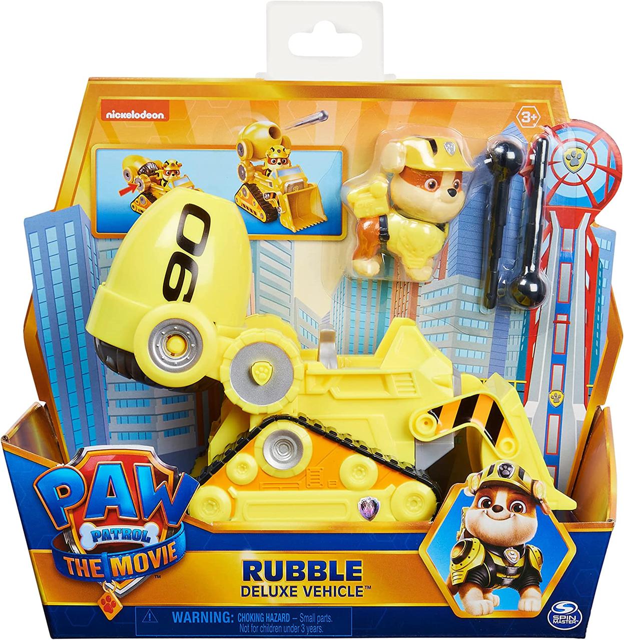 Щенячий Патруль цементовоз з фігуркою Здоровань Кріпиш Paw Patrol Rubble’s Deluxe Movie Transforming Toy Car, фото 1