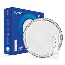 Стельовий світлодіодний світильник Feron AL5300 BRILLANT 36W LED 2500K-6400K з пультом ДУ 400*115mm круглий 2880Lm