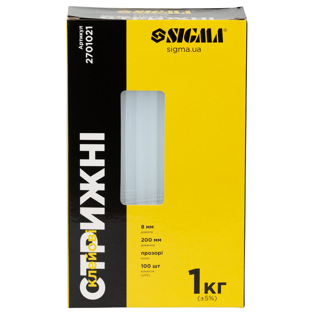 Стержні клейові Ø8×200мм 100шт 1кг (прозорі) SIGMA (2701021) tp